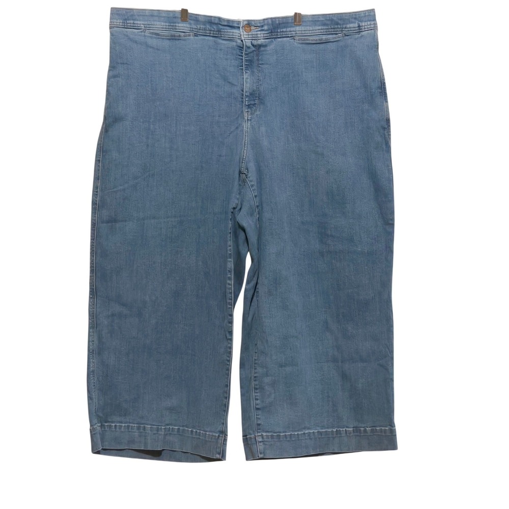 Ava & Viv Women's Sz 20 High Rise Wide Leg Denim‎ Cropped Medium Wash Jeans